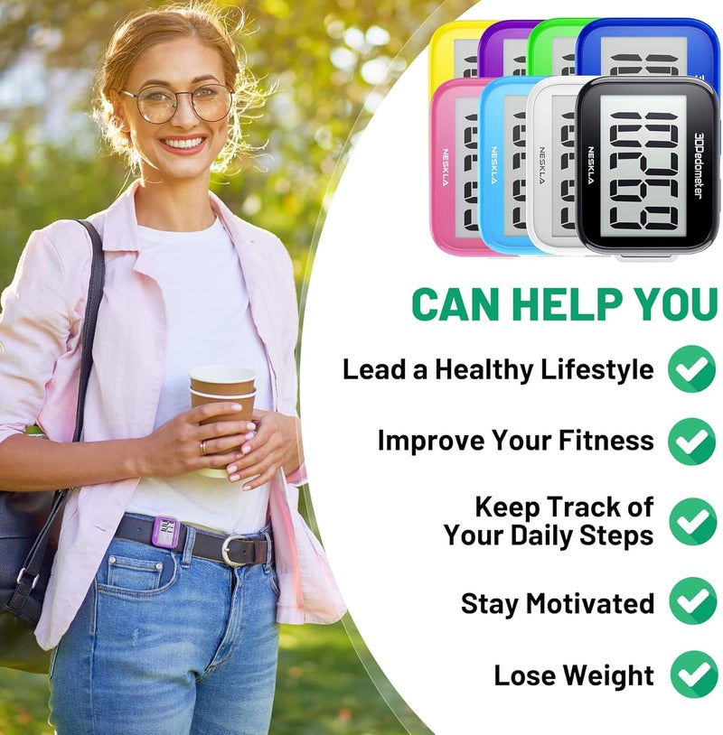 NESKLA 3D Pedometer for Walking, Simple Step Counter with Large Digital Display, Step Tracker with Removable Clip Lanyard, Accurately Track Steps for Men Women Kids Adults Seniors - Image 4